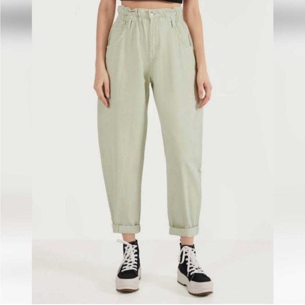 Vigoss Ace High Rise Straight Leg Barrel Style Jeans Light Green Women's 31 NWT